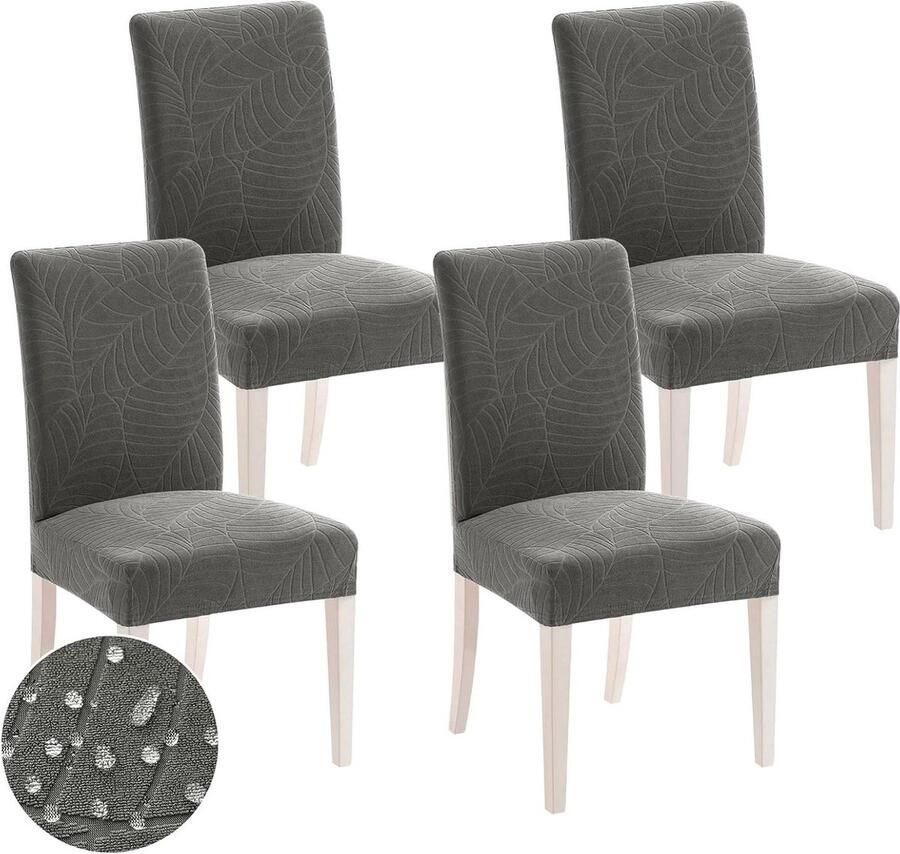 Moderne stoelhoezen set van 6 en 4 stuks Donkergrijs Bureaustoelen keuken woonkamer banket familie bruiloft party