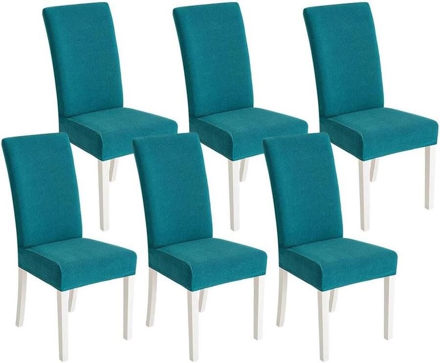 Moderne stretch eetkamerstoelhoezen set van 6 afneembare en wasbare beschermers grijs pauwblauw decoratie voor woonkamer keuken bruiloft feest