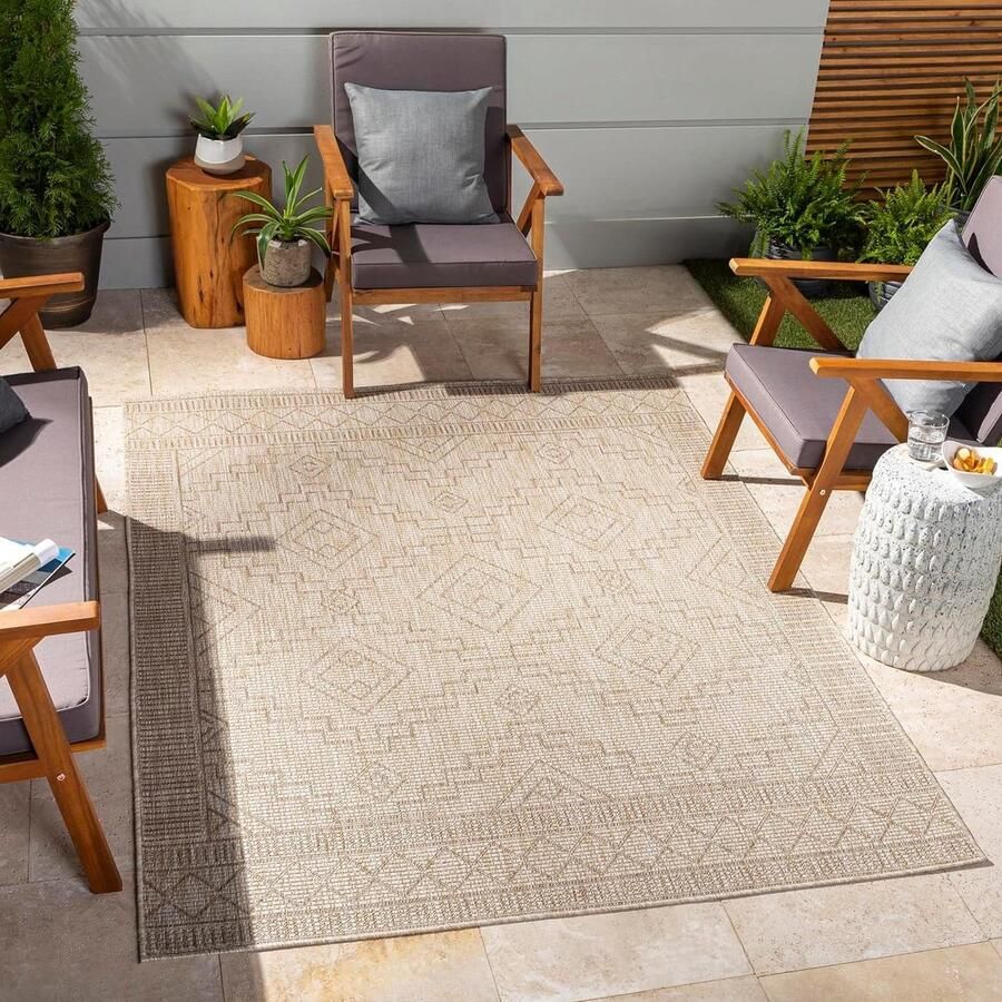 Moderne Surya Luz Outdoor Tapijt binnen en buiten tuin terras tuintapijt oosterse boho-tapijtstijl buitentapijt gemakkelijk schoon te maken grote vloertapijten Tuintapijt