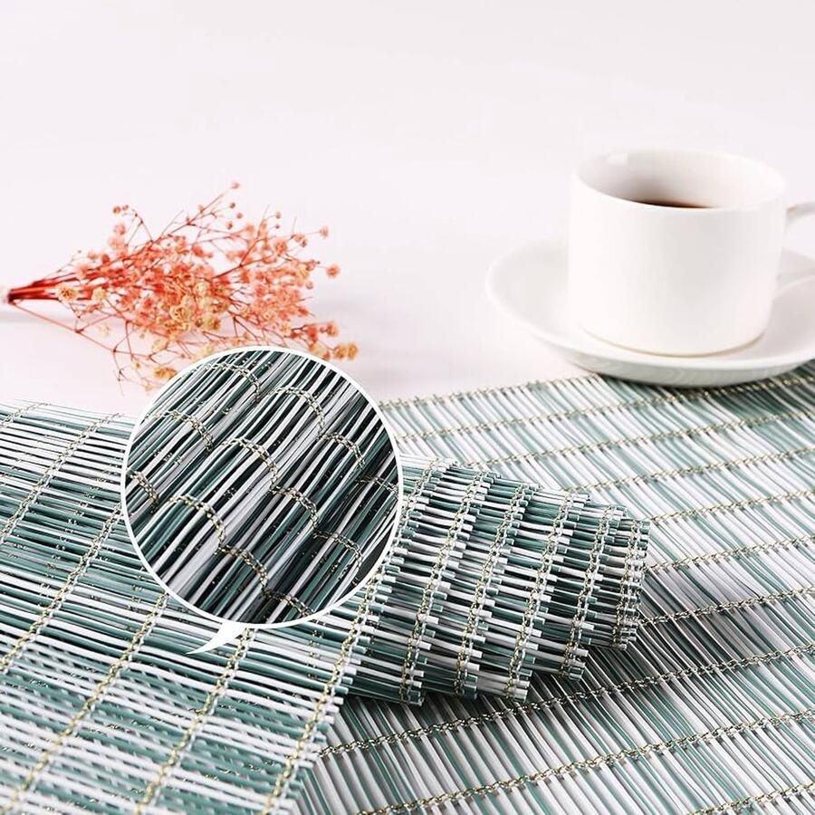 Moderne tafelloper afwasbaar en hittebestendig 1 stuk groen pvc 150 x 30 cm