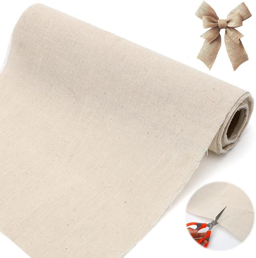 Moderne tafelloper beige crème 1 stuk linnen 28 cm x 5 m