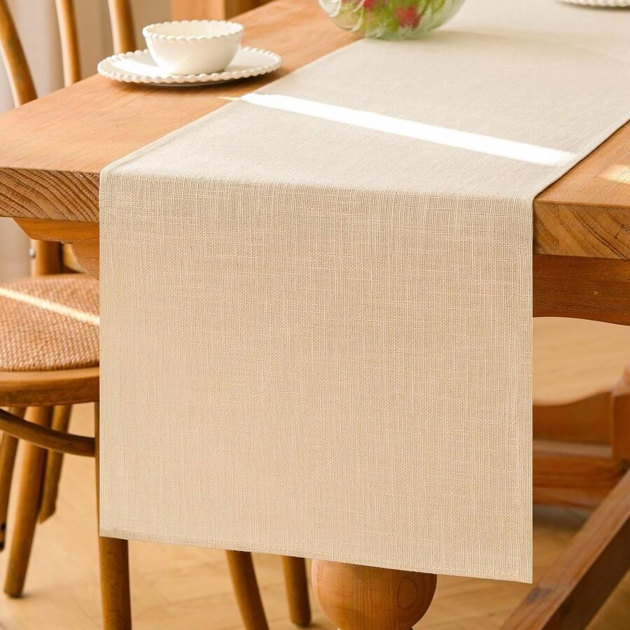 Moderne tafelloper Beige decoratie voor feestelijke gelegenheden 1 stuk 40 x 140 cm