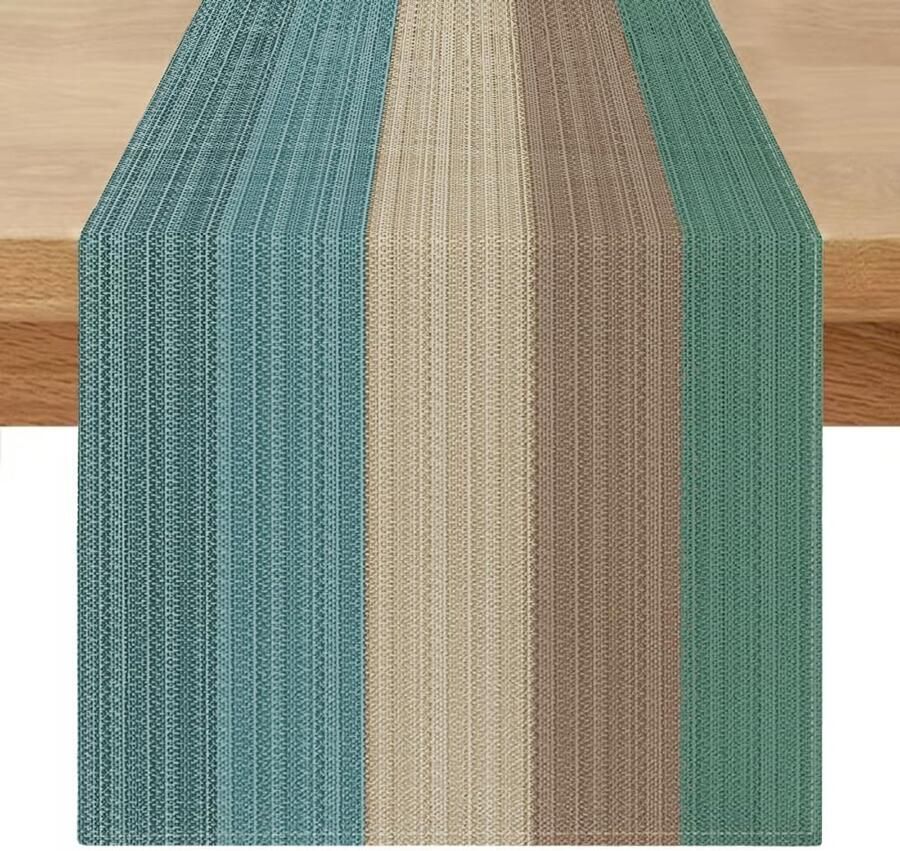 Moderne tafelloper beige linnen 240 x 40 cm