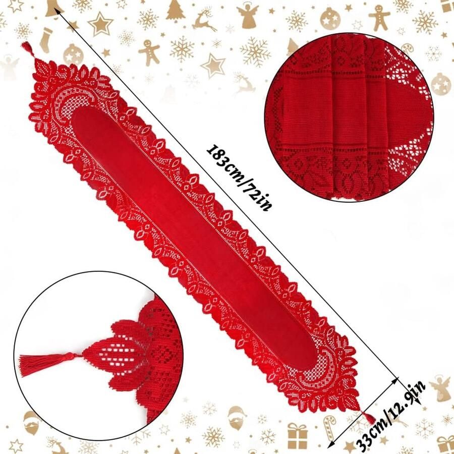 Moderne Tafelloper Boho-stijl 1 stuk Rood 33 x 183 cm