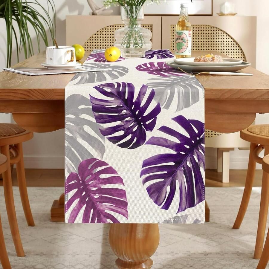 Moderne Tafelloper Decoratie voor Woonkamer Paars 33 x 183 cm