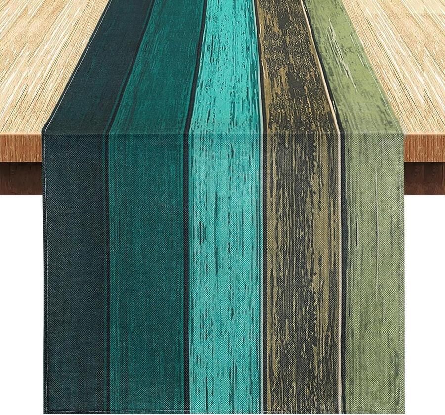 Moderne tafelloper donkergroen elegante linnen look 1 stuk 40 x 140 cm