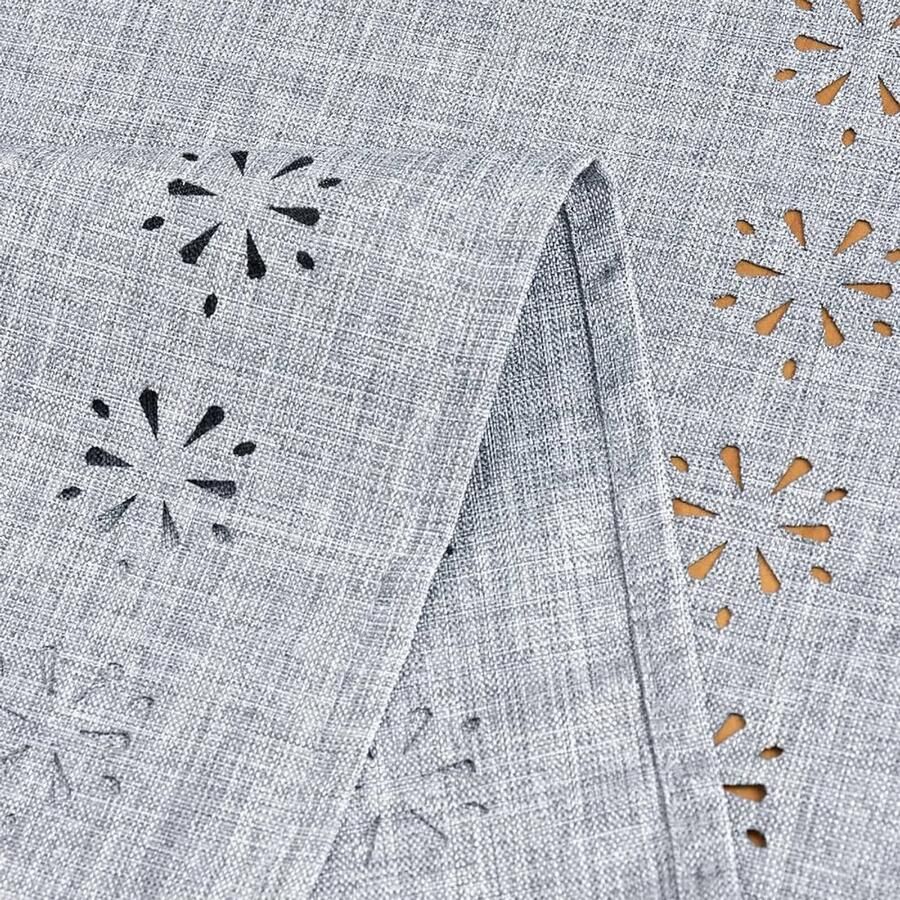 Moderne tafelloper grijs linnen 32 x 180 cm