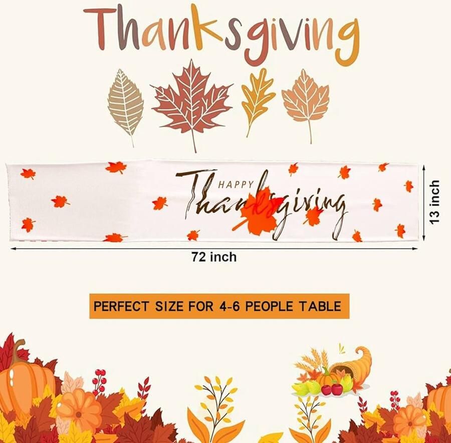 Moderne Tafelloper Maple Leaf Beige 180x33cm Linnen Look