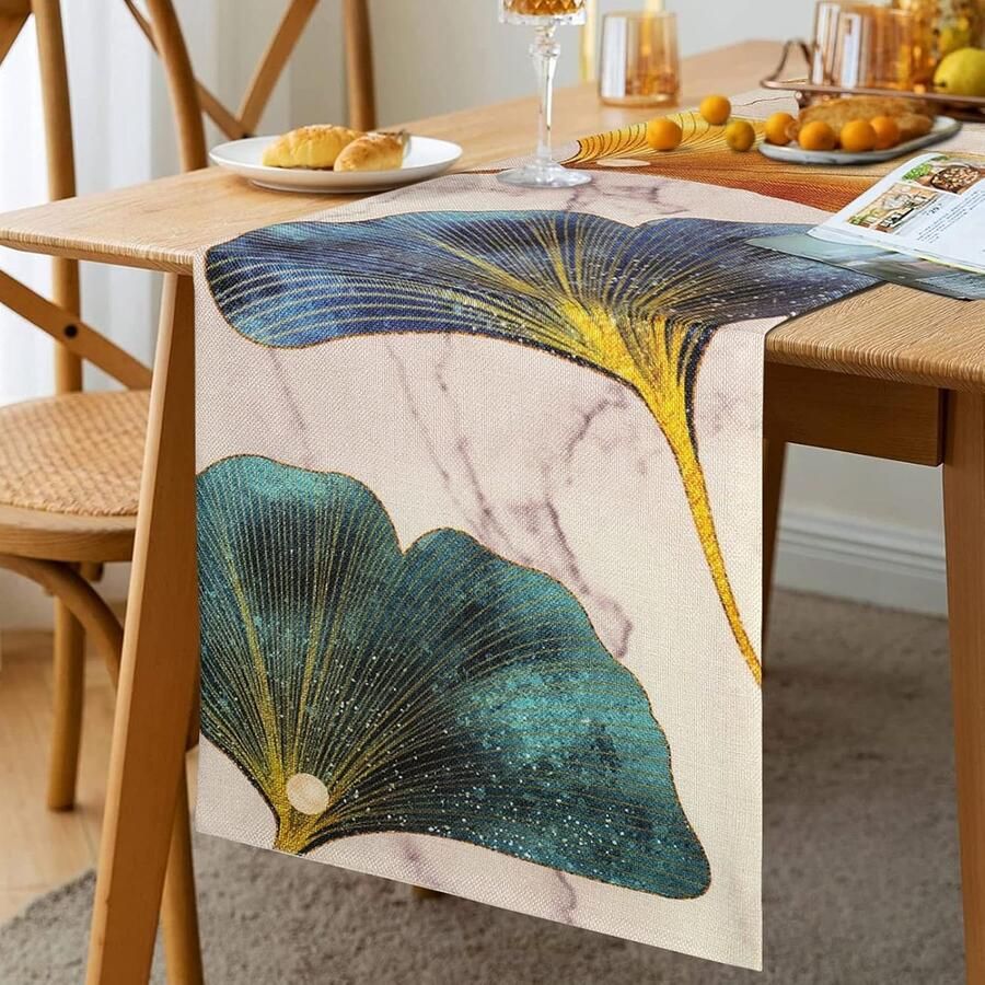 Moderne tafelloper voor decoratie 40 x 140 cm petrol kleur veelzijdig tafellinnen