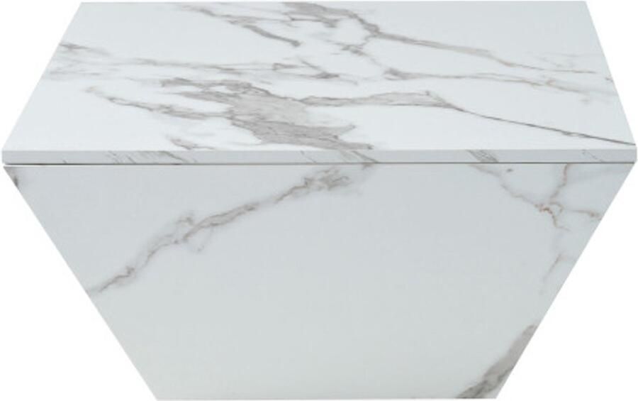Moderne trommel salontafel trapezvormige witte marmerfineer salontafel woonkamer tafel 70x70x37 cm