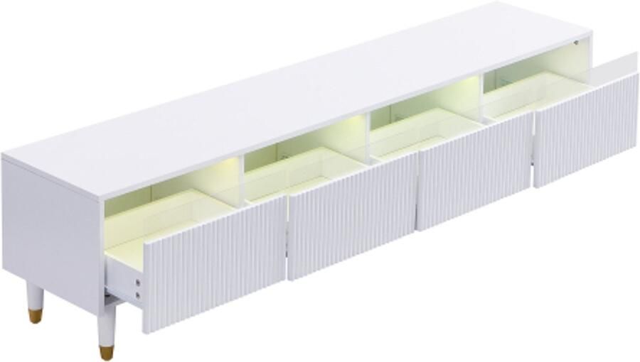 Moderne tv-kast 178 cm – Minimalistisch design veel opbergruimte 4 lades MDF & acryl ideaal voor de woonkamer