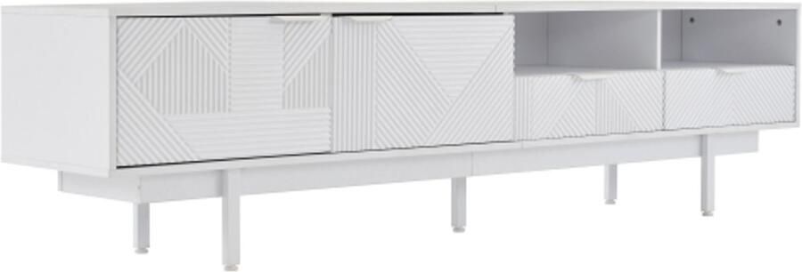 Zonder merk Gotagee Moderne tv-kast geometrische lijnen kastdeurdecoratie met opbergruimte 200*40*51cm maximale capaciteit 90 inch tv