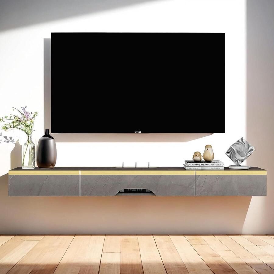 Moderne Tv-kast tv-board multimedia wandrek 1 stuk donkergrijs 170 cm