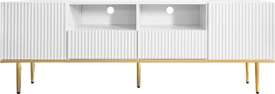 Zonder merk Gotagee Moderne TV Kast TV Meubels Wit Met Gouden Voeten En Gouden Rand