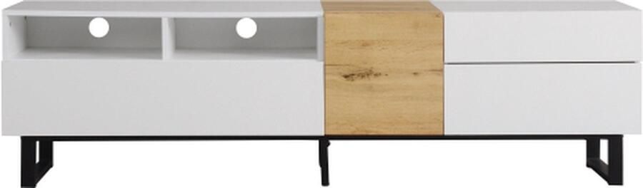 Zonder merk Gotagee Moderne tv-kast wit en houtlook 180 x 50 x 38 cm minimalistisch design