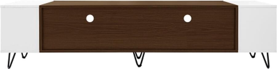 GOTAGEE Moderne tv-kast wit en houtlook – lengte 180 cm Twee deuren en meerdere open compartimenten