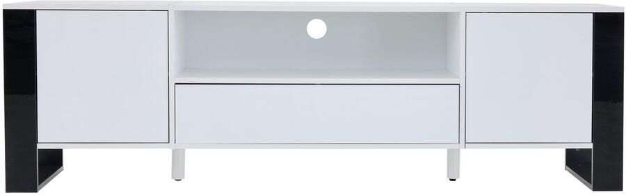 Moderne hoogglans tv-kast in wit met ledverlichting en opbergruimte 178 cm voor tv's tot 70 inch
