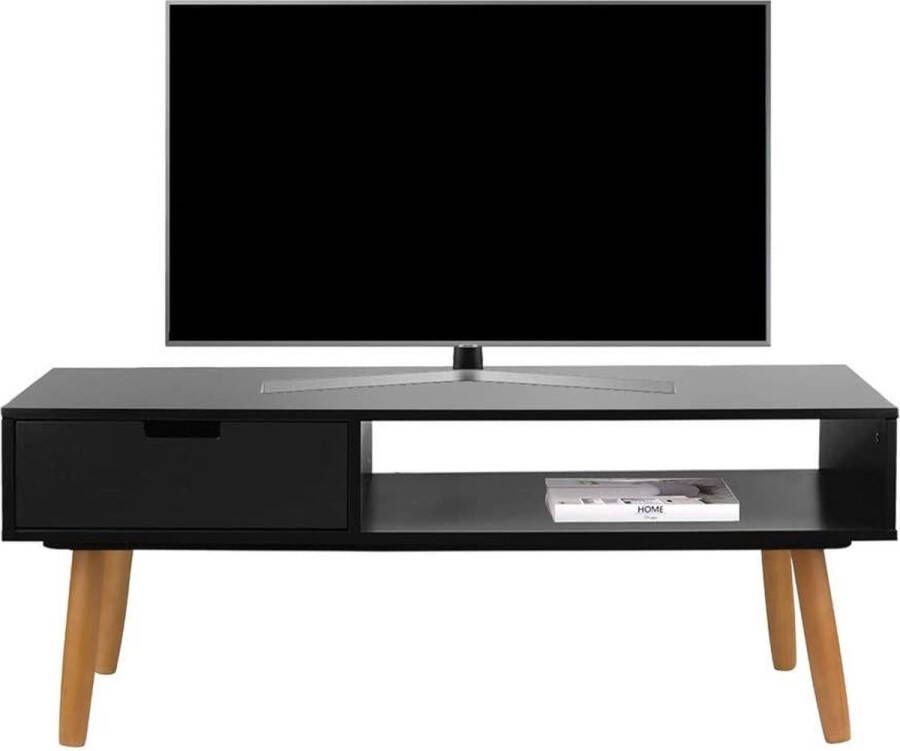 Moderne TV Meubel Zwarte TV Kast Televisiekast met Lade en Opbergruimte Houten Televisiemeubel voor Woonkamer Slaapkamer 100 x 40 x 40 cm