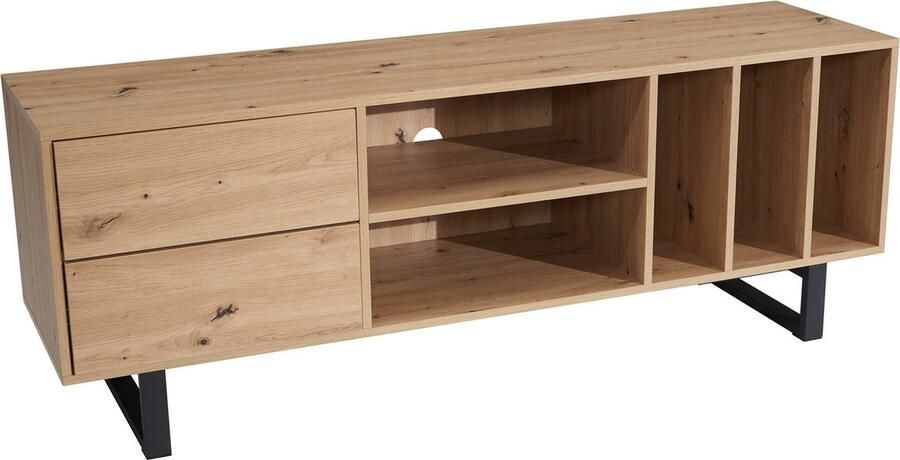 Rootz Living Rootz Moderne TV-onderkast TV-standaard Eiken decor Rechthoekige opbergruimte Ruim Georganiseerd 150 cm x 55 cm x 40 cm