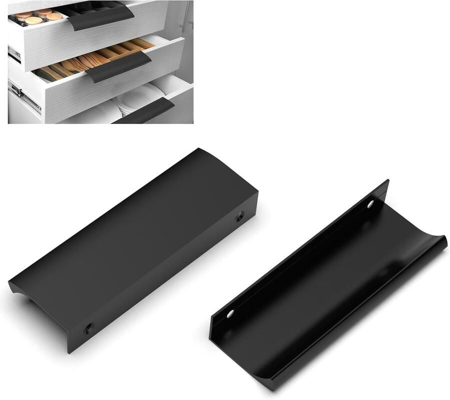 Moderne verborgen meubelgrepen 10 stuks mat zwart aluminium 120 mm