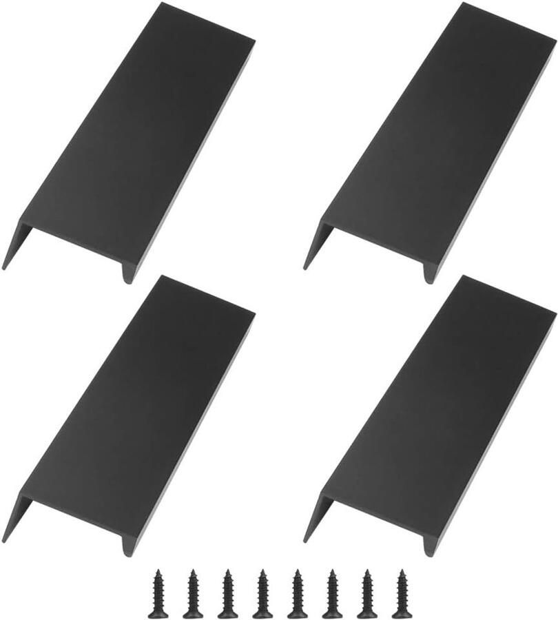 Moderne Vingerrand Handvat 4 Stks Zwart Aluminiumlegering