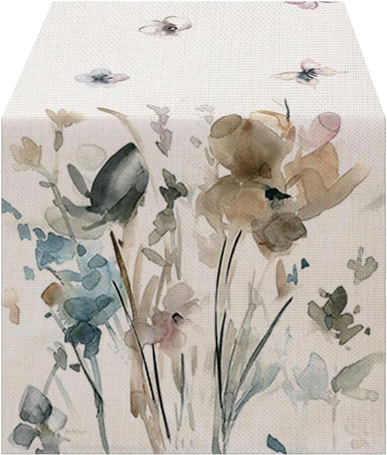 Moderne vintage tafelkleed luxe uitstraling 1 stuk katoen en linnen 33 x 183 cm