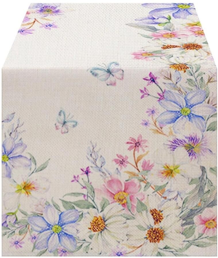 Moderne vintage tafelkleed luxe uitstraling 1 stuk katoen en linnen 40 x 140 cm