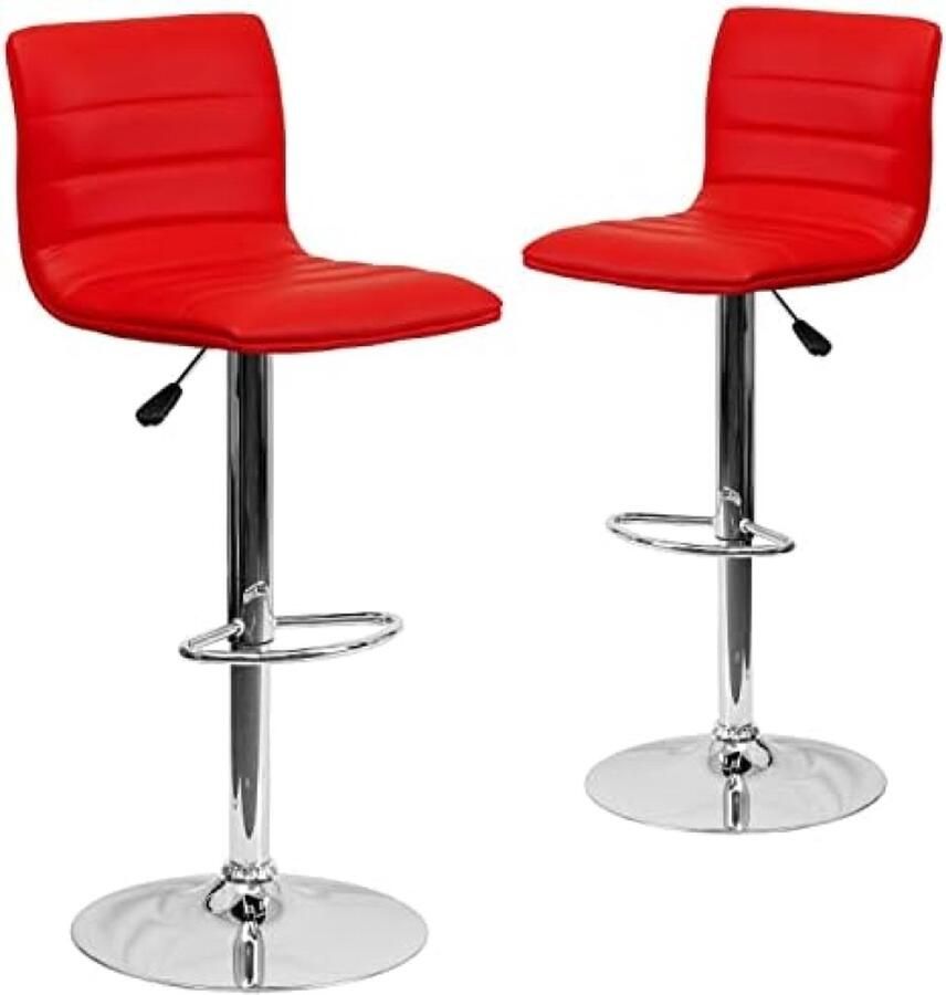 Moderne Vinyl Verstelbare Hoogte Barkruk met Horizontale Steek Achterzijde Set van 2