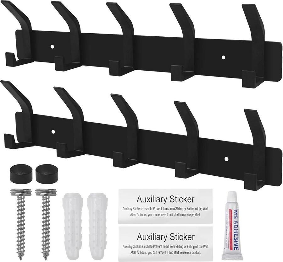 Moderne Wandgarderobe met Zelfklevende Haken voor Jassen Mantels en Hoeden