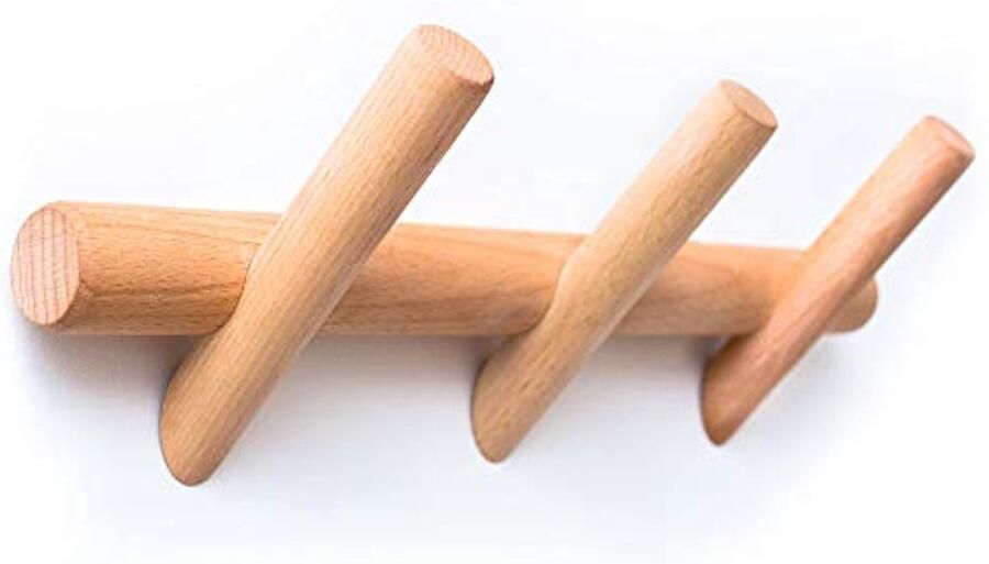 Moderne Wandgemonteerde Kapstok met 3 Haken Houten Entree Hanger voor Kleding en Hoeden Duurzaam en Eenvoudig te Monteren Klassiek Ontwerp