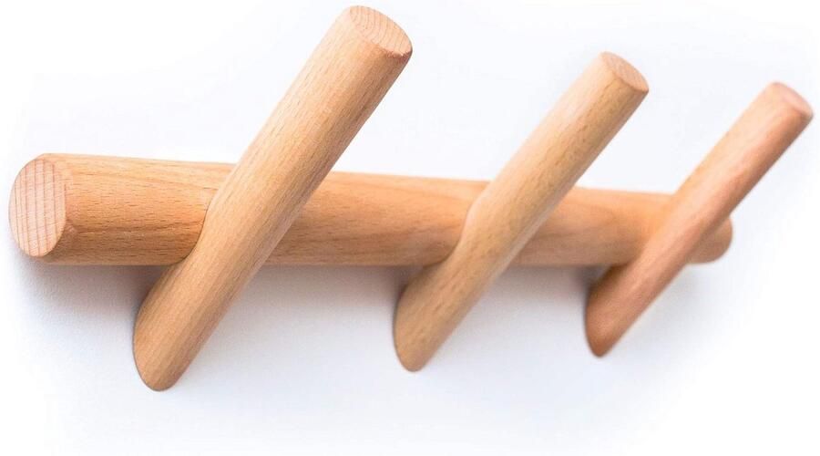 Moderne Wandgemonteerde Kapstok met 3 Haken Houten Entree Hanger voor Kleding en Hoeden Duurzaam en Eenvoudig te Monteren Klassiek Ontwerp
