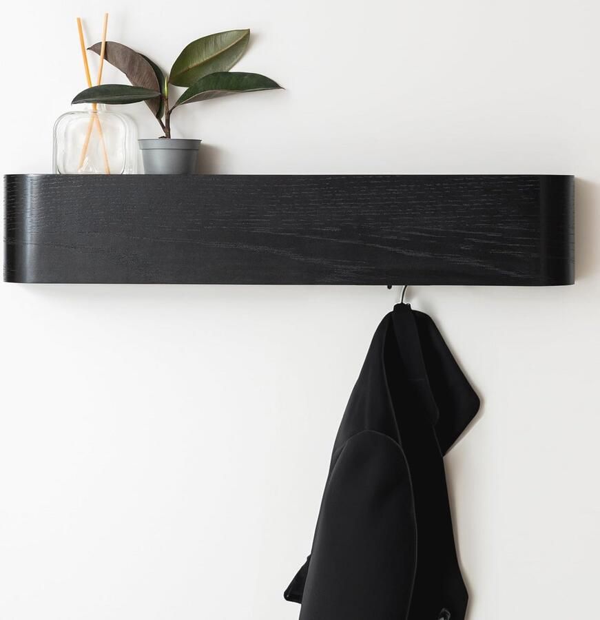 Moderne Wandgemonteerde Kapstok met Verborgen Haken Eiken Hout – Minimalistisch Design