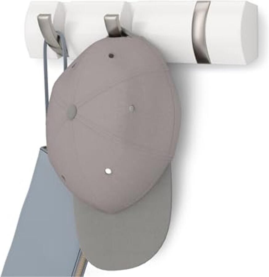 Moderne Wandkapstok met 3 Haken van Populier Hout White