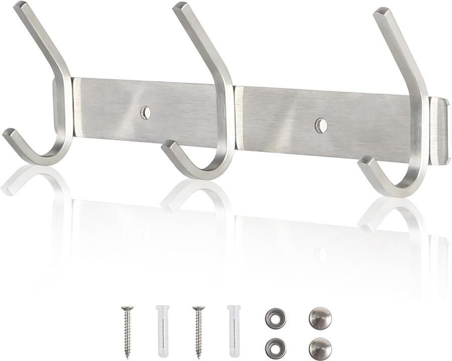 Moderne Wandkapstok met 4 Haken van Roestvrij Staal 43 cm Belastbaar tot 40 kg Voor Badkamer Kantoor Keuken en Entree