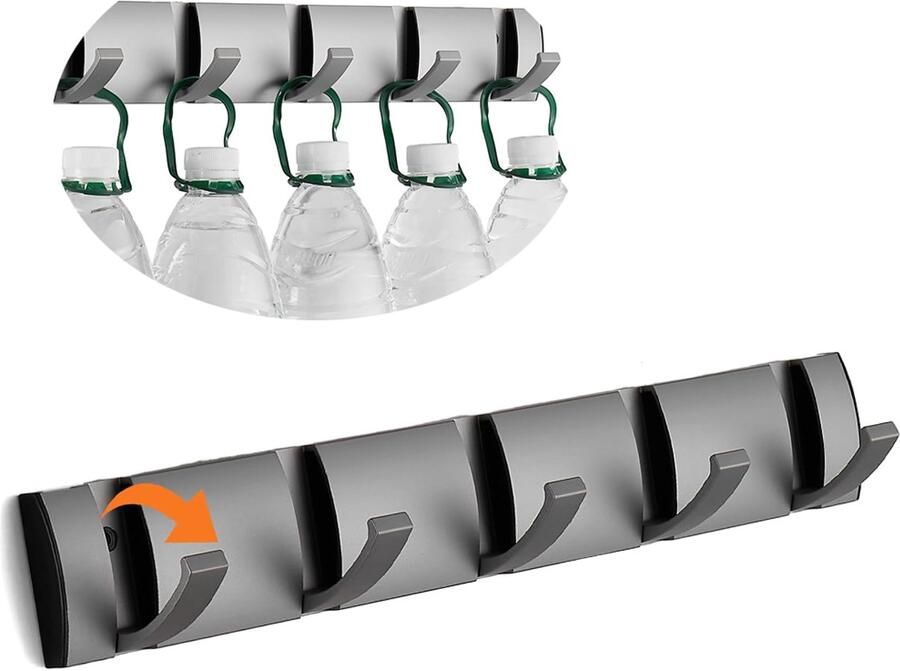 Moderne wandkapstok met 5 waterdichte haken Gemaakt van ruimtealuminium Eenvoudige installatie Perfect voor badkamer slaapkamer kast en keuken