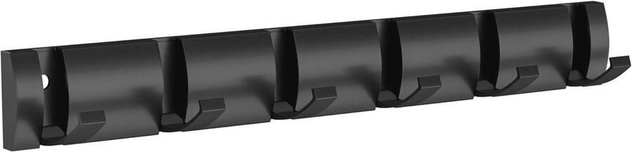 Moderne wandkapstok met 6 opvouwbare haken voor badkamer en entree – 48 cm zwart