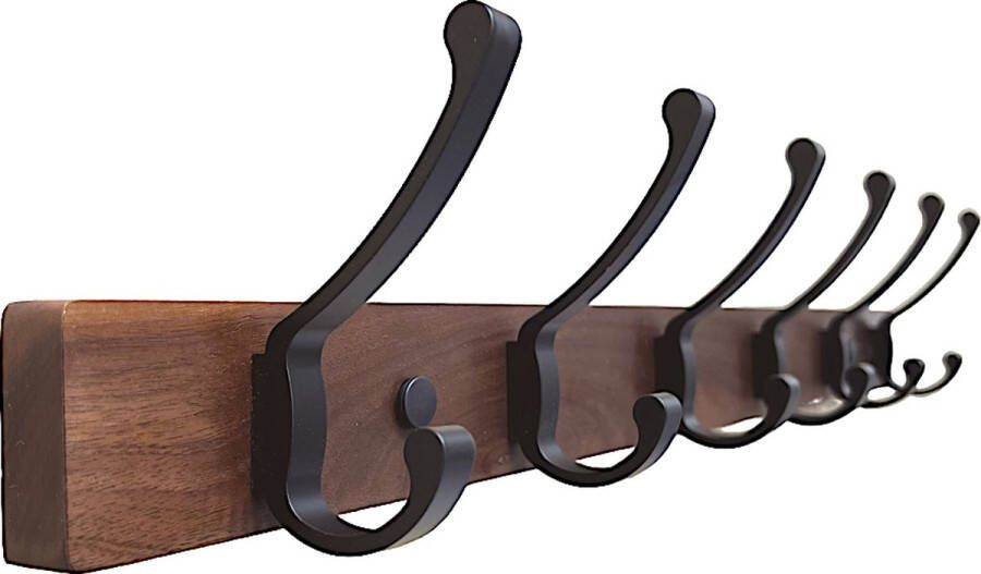 Moderne wandkapstok met echt walnoothout 12 hangers wandkapstok walnoothout design muurkapstok echt hout
