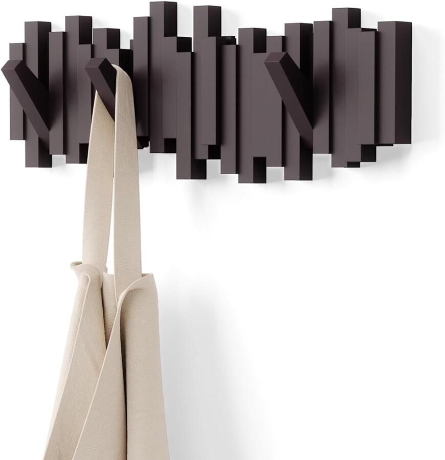 Moderne wandkapstok met neerklapbare haken decoratief en functioneel 1 stuk