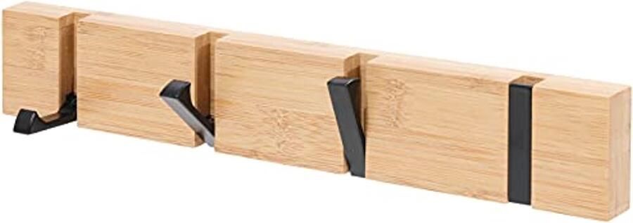 Moderne wandkapstok met opvouwbare haken Ruimtebesparende houten organizer voor jassen tassen en hoeden