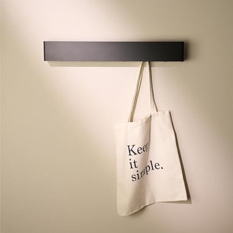 Moderne Wandkapstok met Verborgen Haken 57 cm Mat Zwart