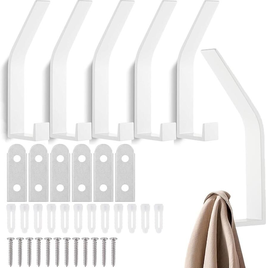 Moderne wandkapstokken multifunctionele wandhaken 6 stuks zwart