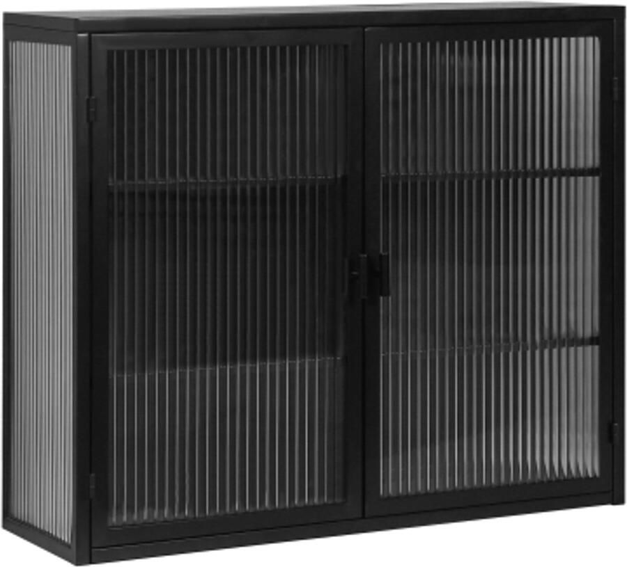 Moderne wandkast met twee deuren en drie lagen opbergruimte (70 cm) voor entree woonkamer badkamer en eetkamer (zwart)