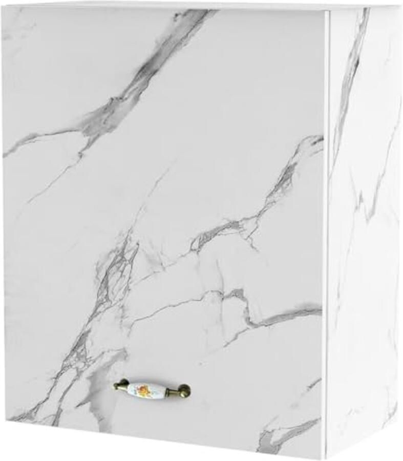 Moderne Wandkeukenkast van Hout met Opklapbare Deur en Plank Ruimtebesparende Wandkast 60 x 32 x 72 H cm