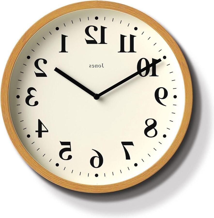 Moderne wandklok kleine ronde klok keukenklok voor woonkamer kantoorklok houteffect kast minimalistische wijzerplaat medium faux hout