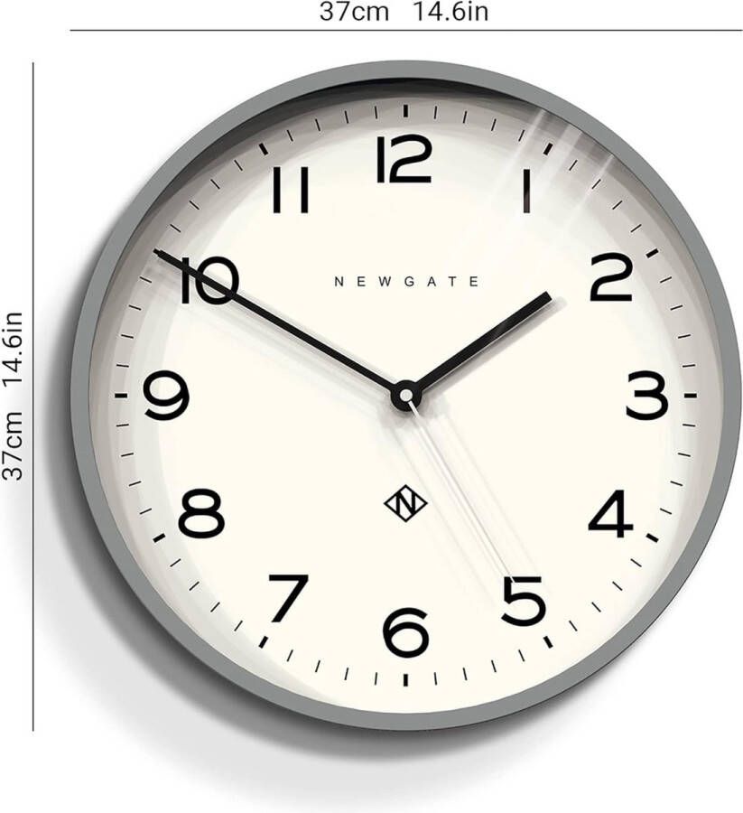 Moderne wandklok Newgate wandklokken Ronde klok Keukenklok klokken voor woonkamer Kantoorklok Hedendaagse kast Minimalistische Wijzerplaat (Chique Grijs)