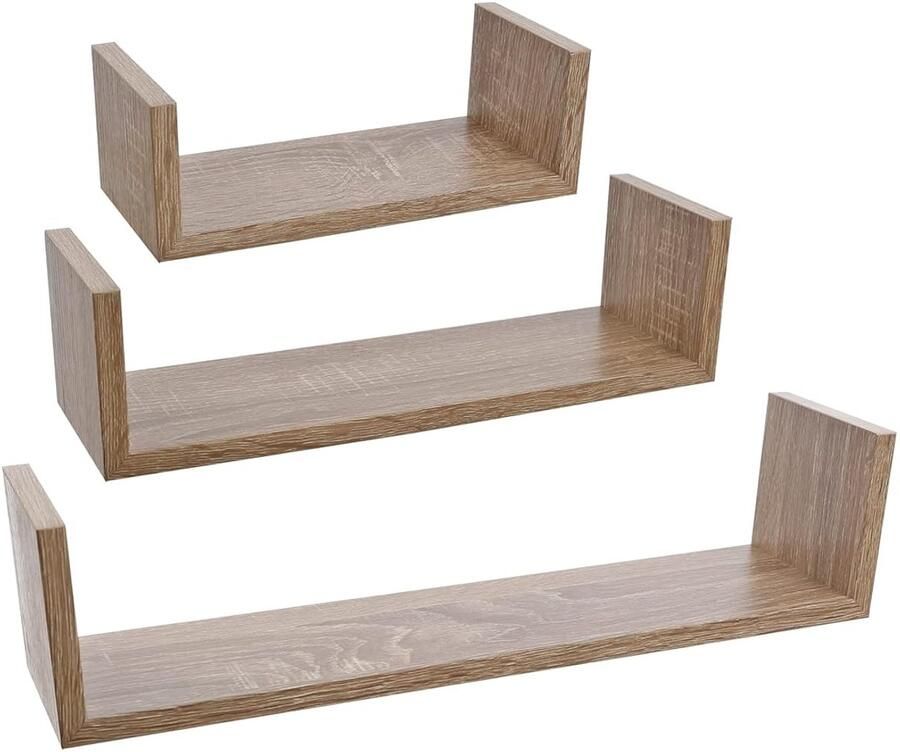 Set van 3 wandplanken modern design zwart wit