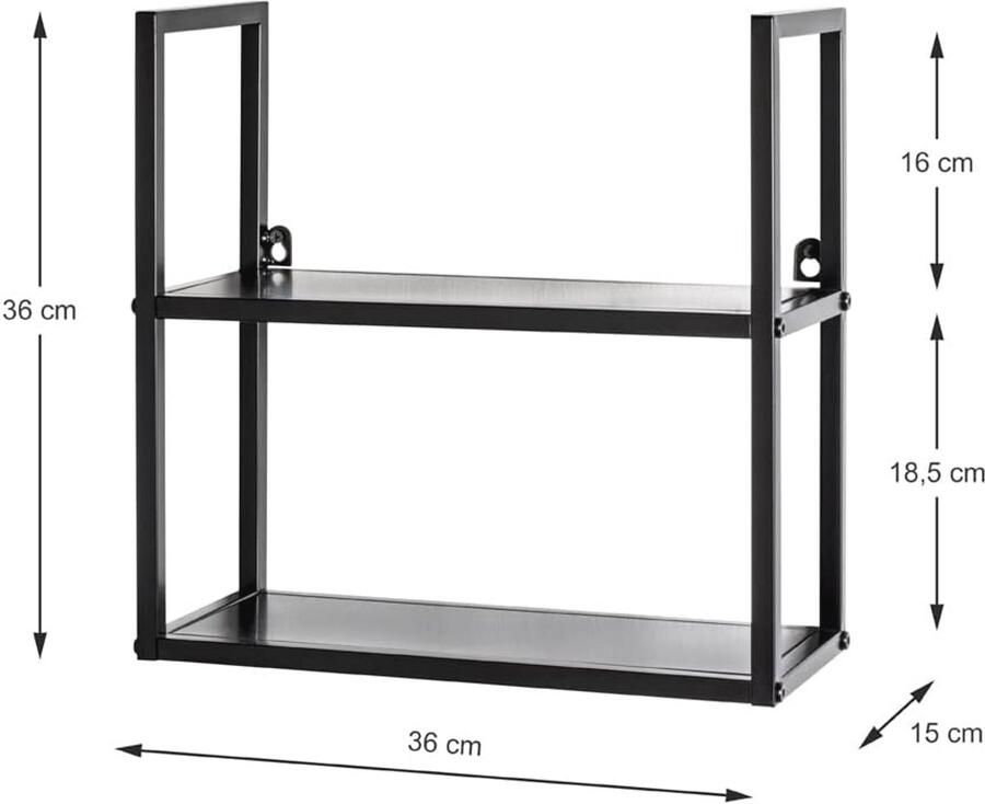 Moderne Wandplank Zwart Metaal 36 cm x 36 cm x 15 cm - Foto 2