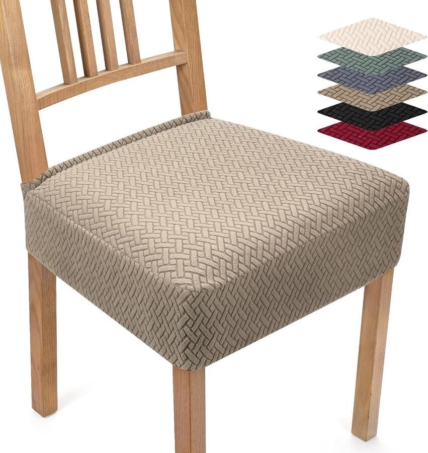 Moderne Wasbare Jacquard Stoelhoezen Set van 4 Universeel Afneembare Eetkamerstoelhoezen