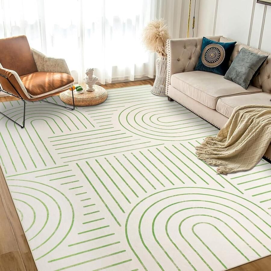 Moderne Wasbare Vloerkleden Antislip voor Woonkamer en Slaapkamer 1 stuk Groen 122x170cm