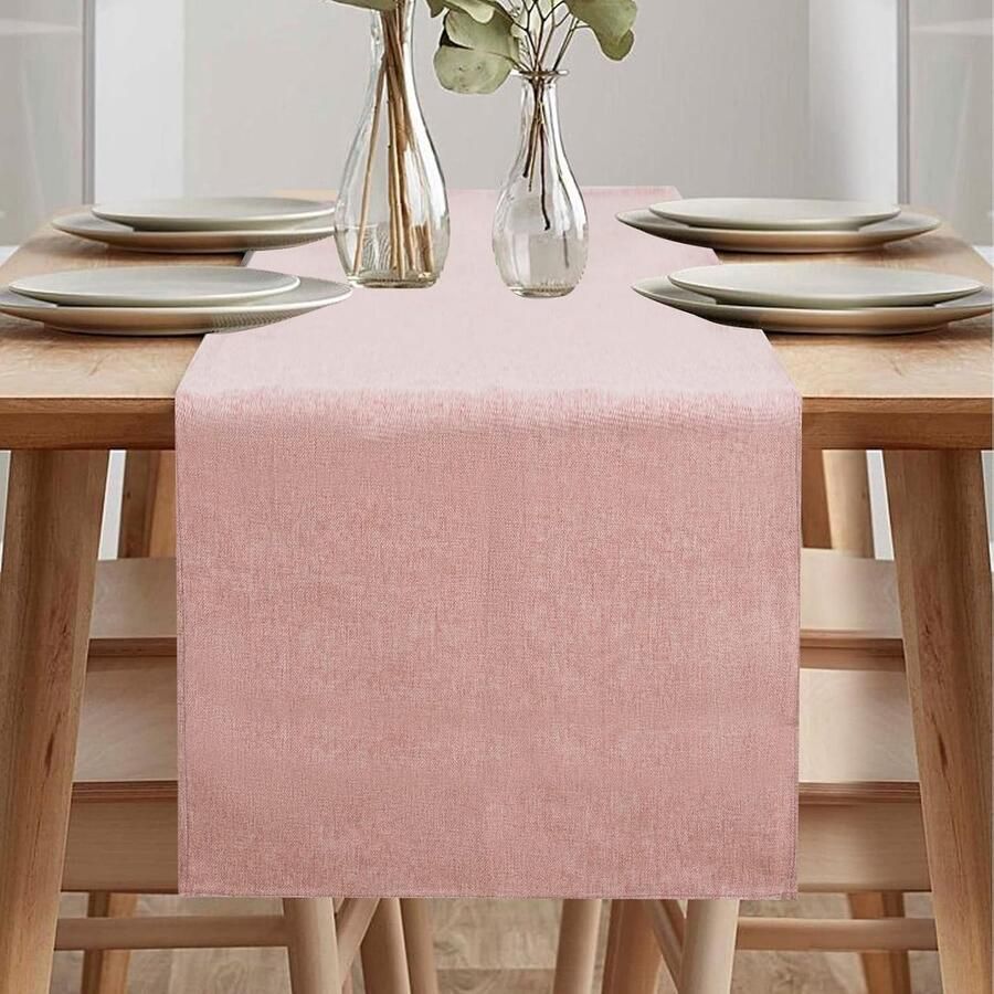 Moderne waterdichte tafelloper decoratief voor binnen en buiten roze 40 x 140 cm